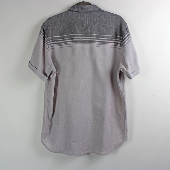 Howe Gray Short Sleeve Cotton Linen Shirt - Picture 3 of 13